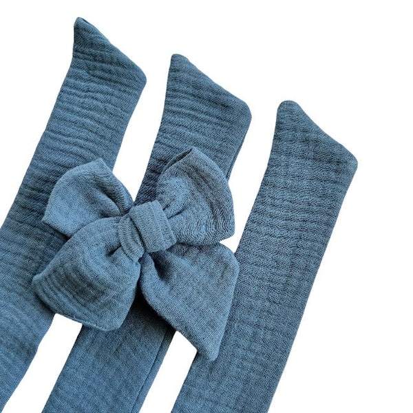 Set of 3 - Bow Strips - 3-4" Bows - French Navy Double Gauze  - DIY Bows - Hand Tied Bow - Pre Tied Bow  - Tying Bow - Fabric Strips