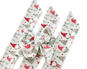 Set of 3 - Bow Strips - 3-4" Bows - Christmas Gnomes DBP - DIY Bows - Hand Tied Bow - Pre Tied Bow  - Tying Bow - Fabric Strips