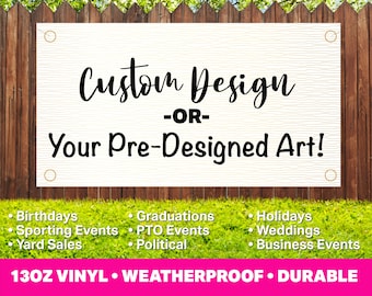 Custom Vinyl Banner | Full Color Design, Personalized for your Sports Event, Birthday, Baby Shower, Retirement, etc! FREE OVERNIGHT SHIPPING