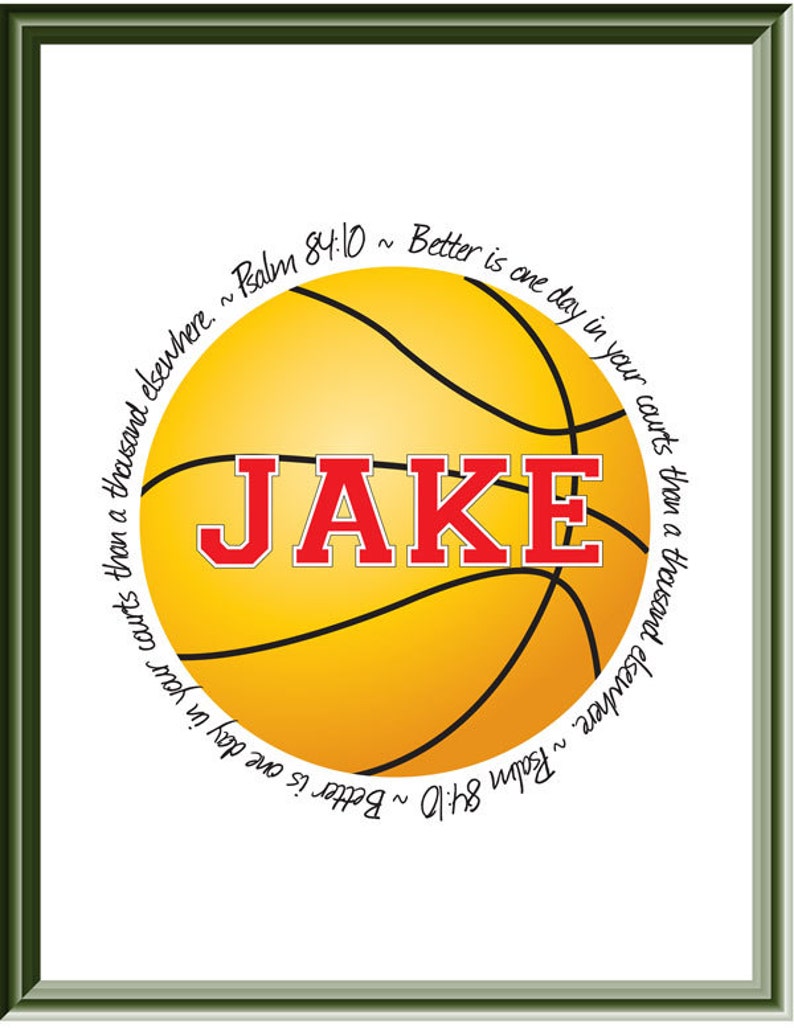 Psalm 8410 Custom Basketball Printable Gift With Bible Verse Etsy