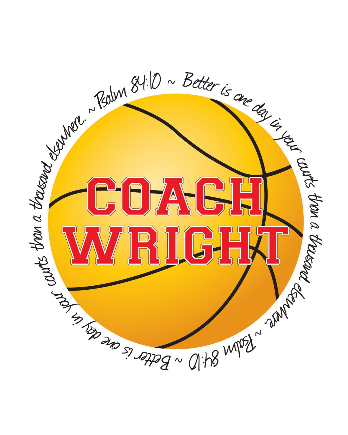 Psalm 8410 Custom Basketball Printable Gift With Bible Verse Etsy