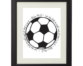 Psalm 96:12 Printable Religious Bible Verse Soccer Sign, Coach Gift "Let the Field be joyful and all that is in it." INSTANT DOWNLOAD