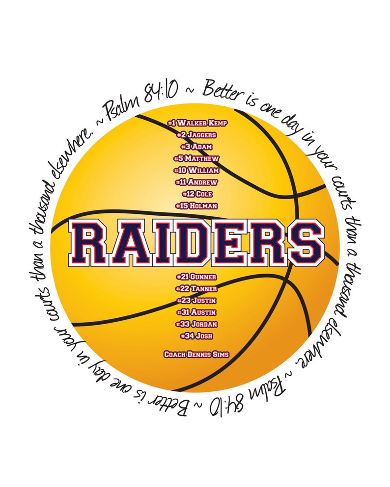 Psalm 8410 Printable Bible Verse Basketball Team Sign Etsy