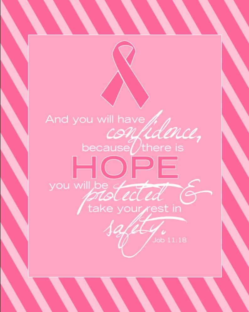 Job 11 18 Printable Breast Cancer Awareness Bible Verse Sign Etsy