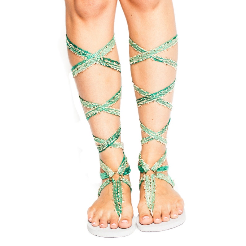 Womens Ladies Knee High Lace Up Jelly Sandals Gladiator Flat Summer Shoes Size | eBay