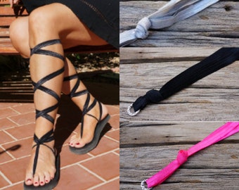 Women's Black Gladiator Sandals with 3 pairs of  Interchangeable Laces- Free Shipping in the USA