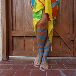 Knee High Gladiator Sandals in Cerulean-FREE SHIPPING-Vegan sandals/Boho sandals/ women&#39;s sandals