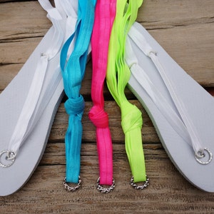 Neon Brights Lace Up Gladiator Sandal Pack.  Includes four pair of laces. White, Hot Pink, Teal, and Neon green.