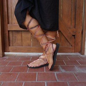 Tall Brown Ombre Lace Up Gladiator Sandals. Chrysandals have interchangeable laces and soles.