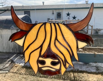 Stained Glass Highland Cow