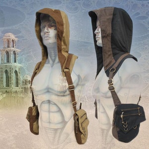 Poche scoute Holster Hood - unisexe steampunk apocalyptique tribal psy festival psypunk épaule étui capuche sac à main sac gilet