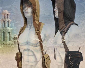Scout pocket Holster Hood - unisex apocalyptic steampunk tribal psy festival psypunk shoulder holster hood purse bag vest