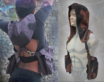 Asgard Holster Hood ~ unisex neo steampunk apocaliptic burning man hooded pocket holster vest bag