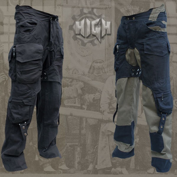 Rebel Pants ~ post apocalyptic goa psypunk multi cargo pocket psytrance pants men -  size until  6XL