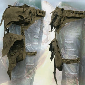 Phoenix Belt - post apocalyptic hip pocket belt pouch with leg strap and thigh bag