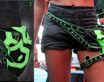 Ceinture de réacteur - uv néon festival utilitaire psytrance poche hanche jambe sangle ceinture sac pochette