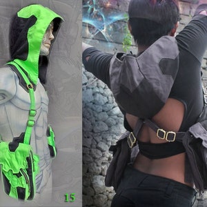 Asgard Hood Holster, gilet unisexe avec poche à capuche et sac à bandoulière ~ style néo cyber steampunk