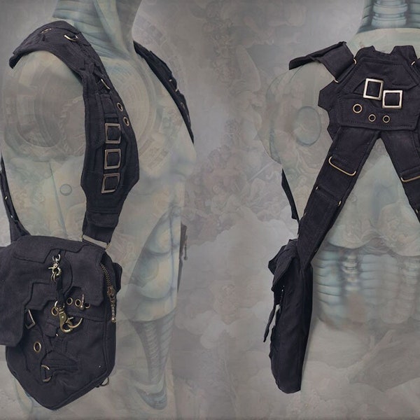 Sac holster Pandoras avec poche épaule ~ style steampunk néo-machine