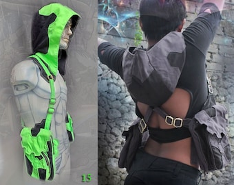 Asgard Hood Holster, unisex hooded pocket shoulder bag vest ~ neo cyber steampunk style