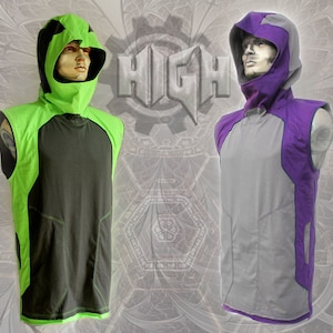 Fusion Hoodie no sleeve T-Shirt ~ alternative festival cybertrance psytrance Jumper - psywear clothing