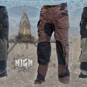 Rebel Pants ~ apocalyptic steampunk burning man pants - Plus Size - multi cargo pocket pants - 6XL
