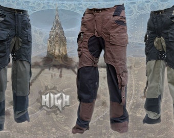 Rebel Pants ~ apocalyptic steampunk burning man pants - Plus Size - multi cargo pocket pants - 6XL