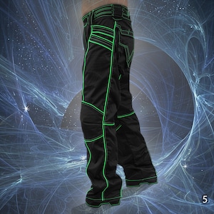 Psytrance Pants Men, Goa Doof Festival, UV Survival Pants, Cybergoth Clothing