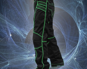 Psytrance Pants Men, Goa Doof Festival, UV Survival Pants, Cybergoth Clothing