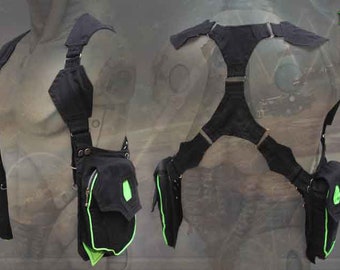 Nibiru Holster Bag ~ post apocalyptic neo tribal uv festival style shoulder pocket holster bag