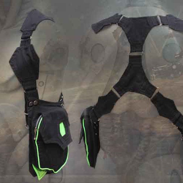 Nibiru Holster Bag ~ sac holster de poche épaule style festival post-apocalyptique néo-tribal UV