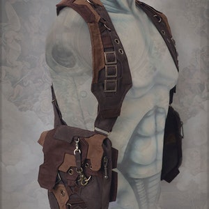 Pandoras shoulder pocket Holster Bag neo machine steampunk style 15 coffee-rust-hazel