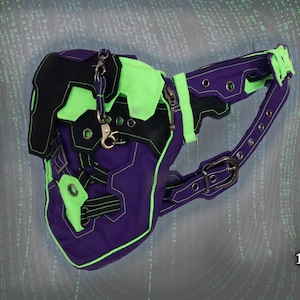 Matrix Belt - uv neon reactive cyber psytrance pocket belt, mens fluorescent edm festival hip bag outfit