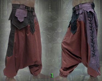 Sumerian Pants ~ apocaliptic burning man tribal sarouel harem pants, baggy Aladdin trousers