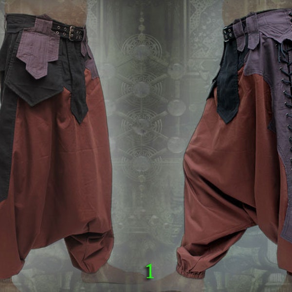 Sumerian Pants ~ apocaliptic burning man tribal sarouel harem pants, baggy Aladdin trousers