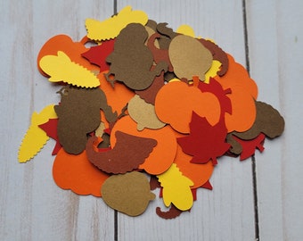 Thanksgiving Confetti, Thanksgiving Die Cuts for Scrapbooking, Thanksgiving Card Embellishments, Thanksgiving Table Decor, Cardstock Shapes