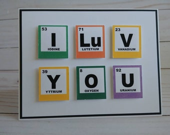 Nerdy Love Card for Boyfriend, Chemistry Love Gifts, Periodic Table Card for Husband, Anniversary Card for Wife, Chemistry Card, Geek Love