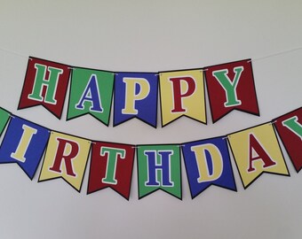 Personalized Happy Birthday Banner, Custom Birthday Party Decorations, Custom Bunting Banner, Birthday Party Banners for Kids, Custom Party