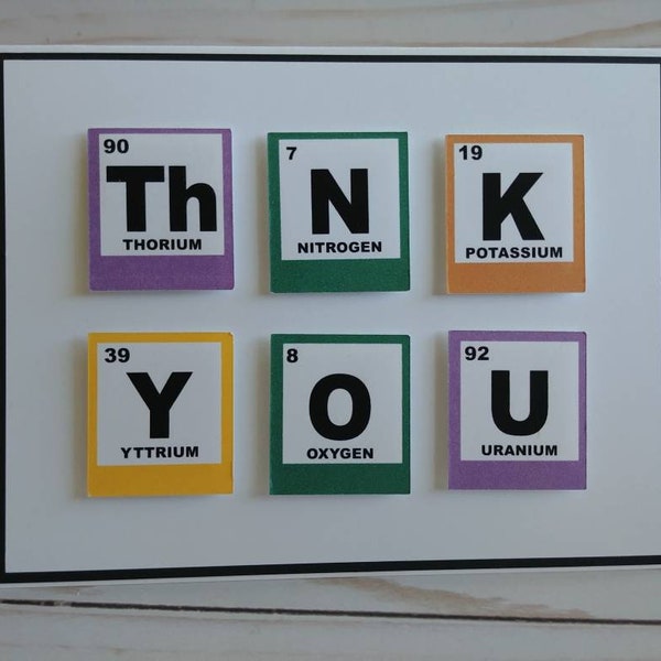 Chemistry Thank You Card, Periodic Table Card, Elements Card, Thank You Card for Teacher, Nerd Card, Periodic Element Card, Geek Card