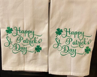 St. Patrick's Day, St. Patrick's Day Towels, Embroidered Towels, Tea Towels, Set of two St Patrick’s Day, Embroidered Tea Towels