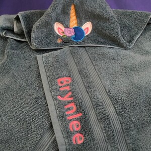 Hooded Towel Unicorn, Unicorn, Hooded Towel, Gift, Bath Towel, Personalized Hooded Towel, Embroidered Hooded Towel