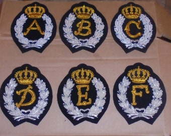 A B C D E F Monogram Cipher Letter Family Name Robe Vest Blazer Suit Crest ID Bullion Patch