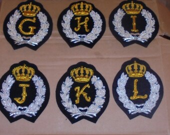 G H I J K L Monogram Cipher Letter Family Name Robe Vest Blazer Suit Crest ID Bullion Patch