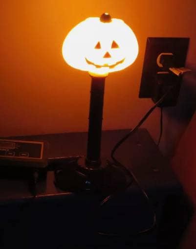 Vintage Halloween Blow Mold Pumpkin Jack O Lantern Glow Light Table ...