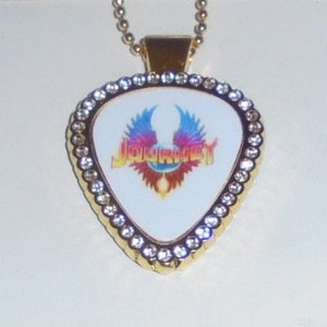 JOURNEY Perry Rock Concert Guitar Pick Rhinestone Pendant Stop Open Arms  Wheel Sky Song Over Now I We Song I We You The Band Music Any Way