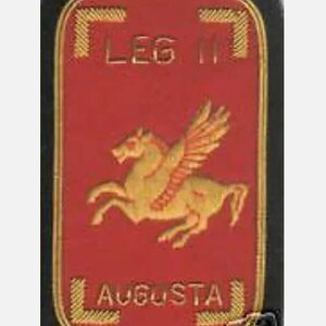 May include: A red and gold embroidered patch with the text "LEG II AUGUSTA" and a winged horse design.