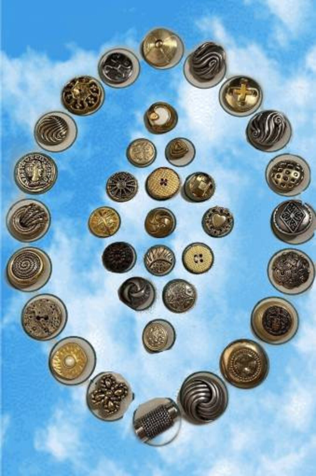 Folk Button Vintage Folk Art Quilt Geometric Button Pattern Sewing Fabric Buttons ...