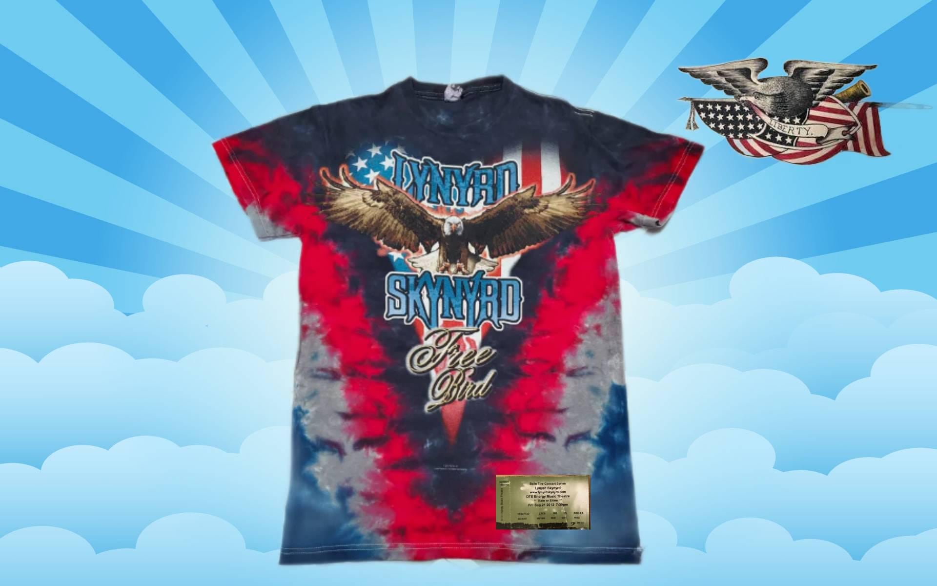 Original Lynyrd Skynyrd Concert T Shirt & 2012 Ticket Music Memorabilia Free Bird Sweet Home Alabama Southern Rock Classic FM Hits Van Zant