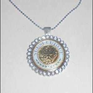 Medieval Royal Society Member Officer Black Eagle Knight War Battle Crystal Medal Pendant Chain Token Medallion Award
