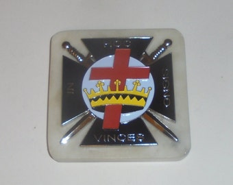 Medieval Knights Templar Crusades Fraternal Cross KT Marble Desk Award Paperweight In Hoc Signo Vinces Lodge Temple