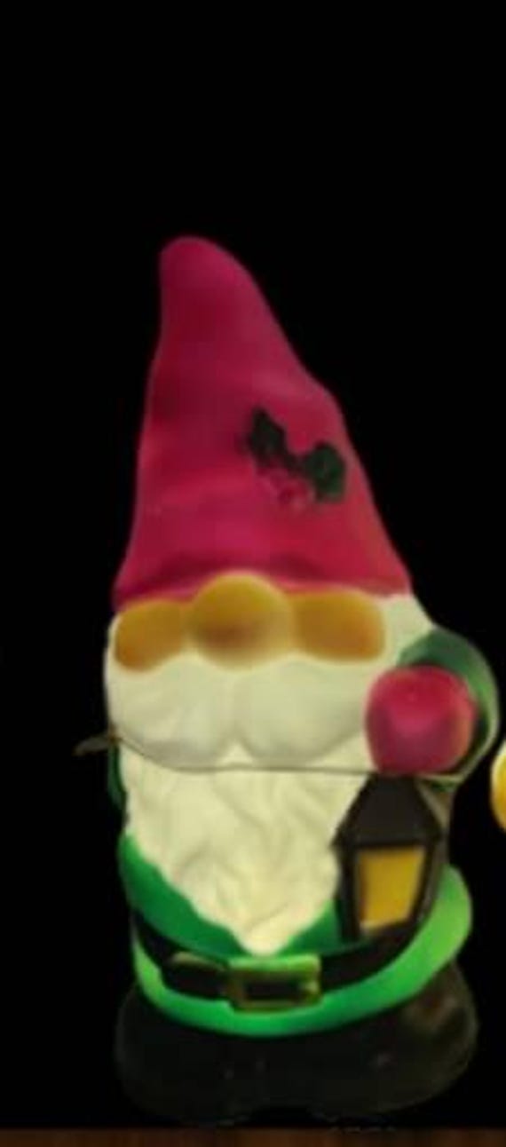 Vintage Blow Mold Magical Fantasy Garden Gnome Elf Glow LED Light…